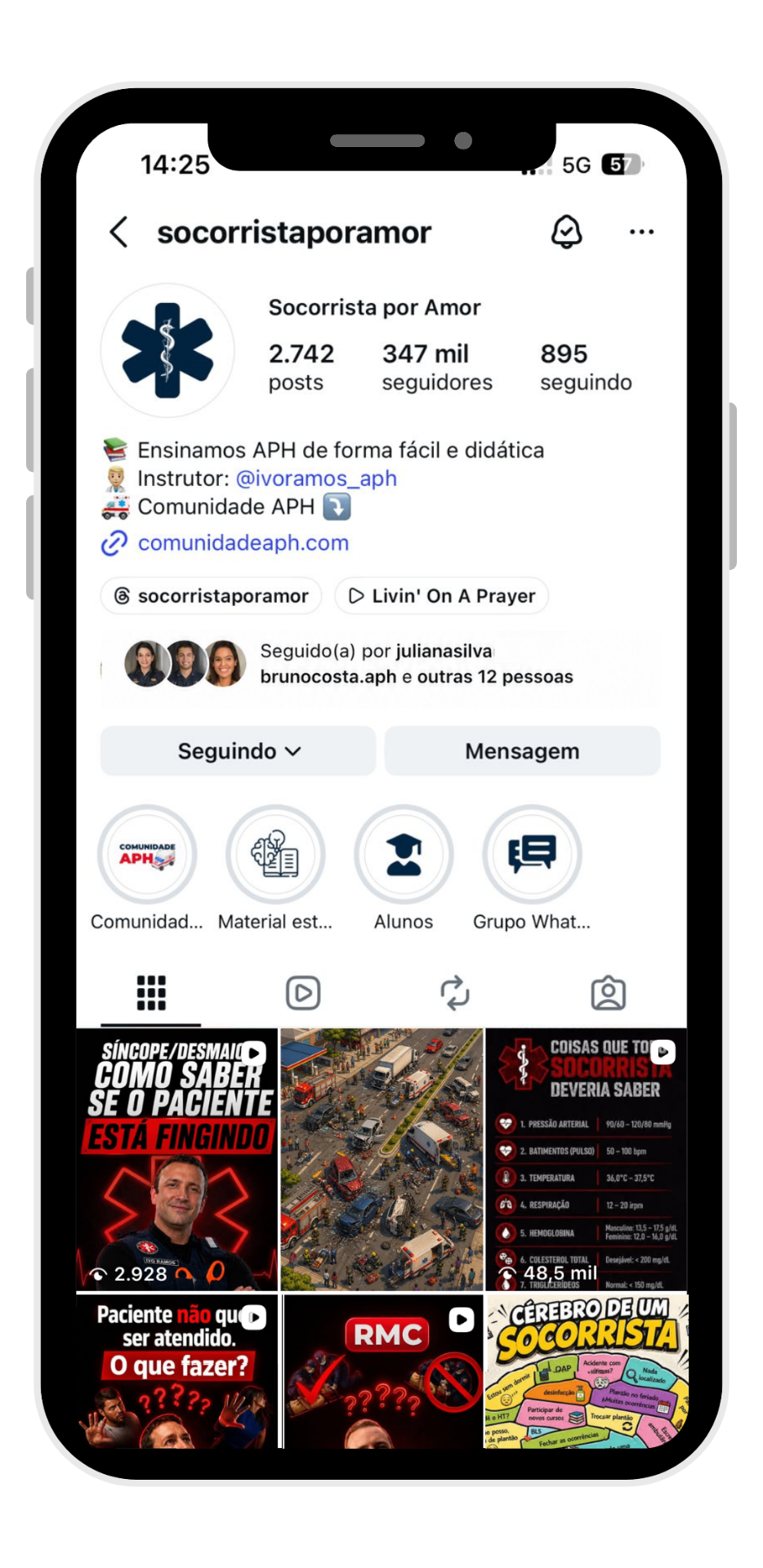 Perfil do Instagram @socorristaporamor